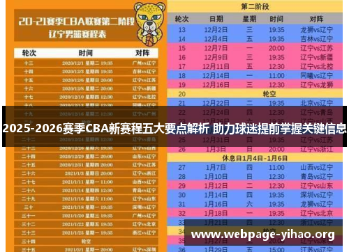 2025-2026赛季CBA新赛程五大要点解析 助力球迷提前掌握关键信息 2025-2026赛季CBA新赛程五大要点解析 助力球迷提前掌握关键信息